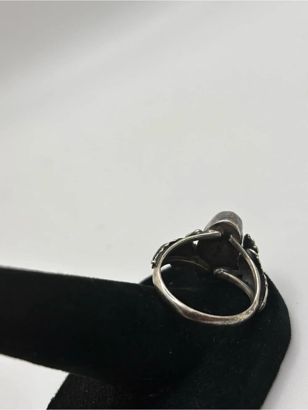 Sterling Silver White Opal Oval Ring - Elegant Floral Accent